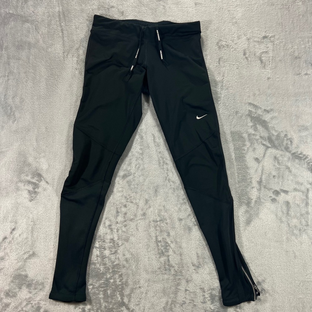 NIKE Running Leggings Womens XS Black Dri-FIT Ankle Zip 596452 Workout Actice